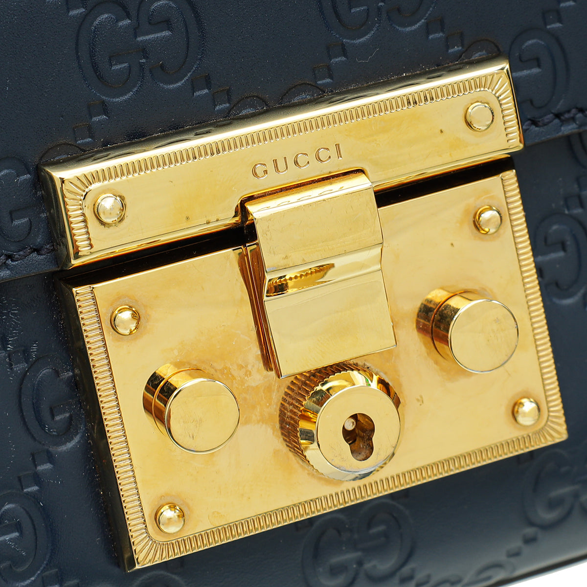 Gucci Blue Guccissima Padlock Small Chain Bag