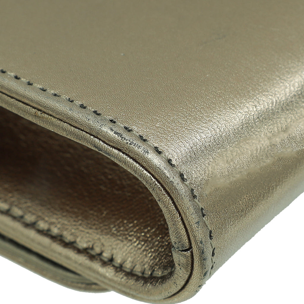 Gucci Metallic Bronze GG Crystal Broadway Clutch