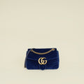 Gucci Dark Blue GG Marmont Velvet Large Shoulder Bag