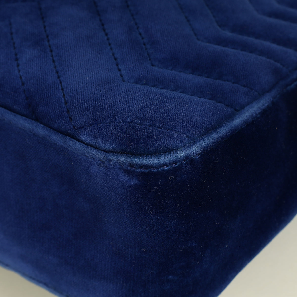 Gucci Dark Blue GG Marmont Velvet Large Shoulder Bag