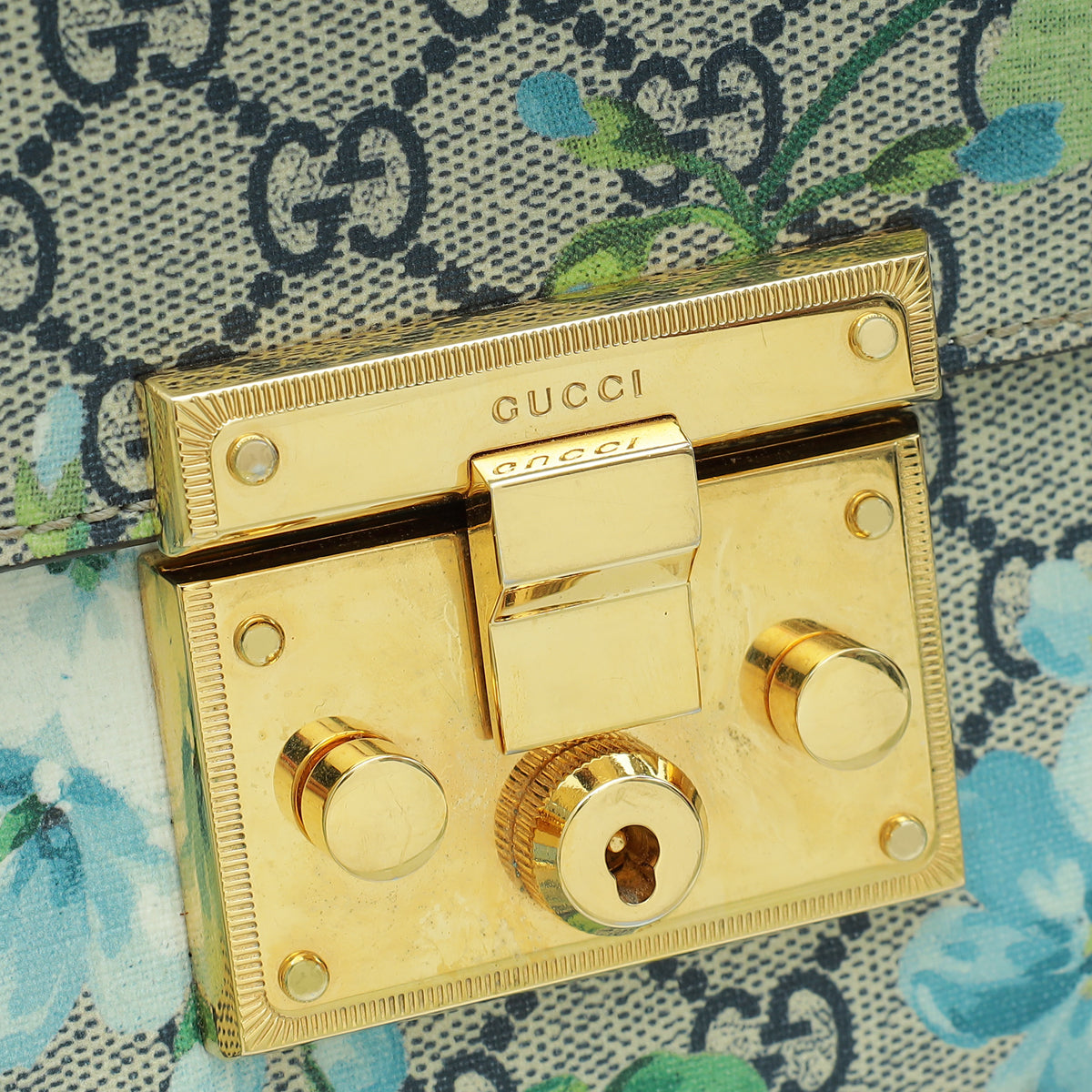 Gucci Bicolor GG Blooms Padlock Flap Mediuum Shoulder Bag