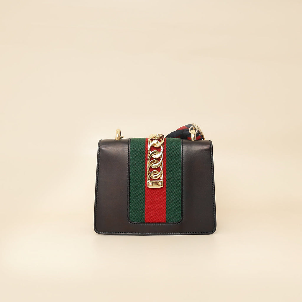 Gucci Black Sylvie Mini Chain Shoulder Bag
