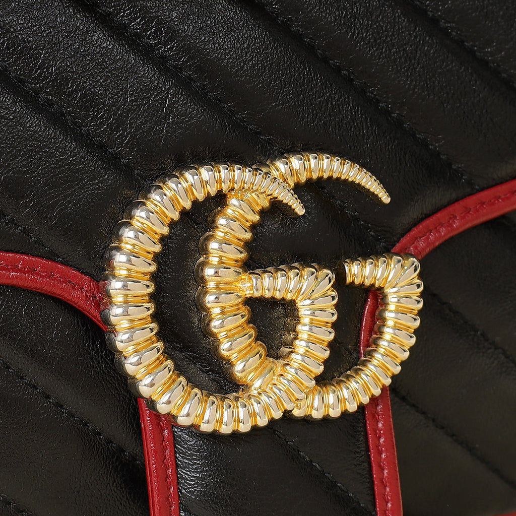 Gucci Black Torchon GG Marmont Medium Shoulder Bag