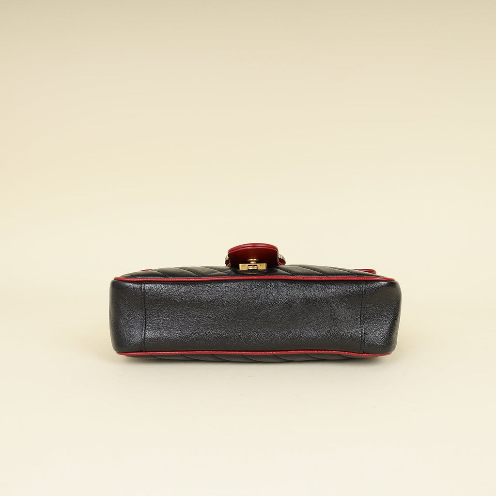 Gucci Black Torchon GG Marmont Medium Shoulder Bag