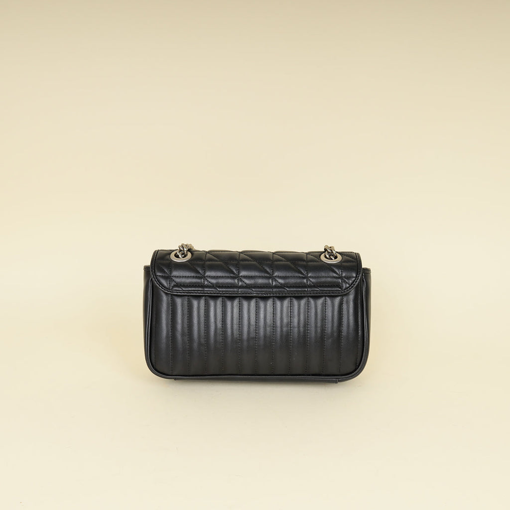 Gucci Black Mix Quilt GG Marmont Medium Shoulder Bag