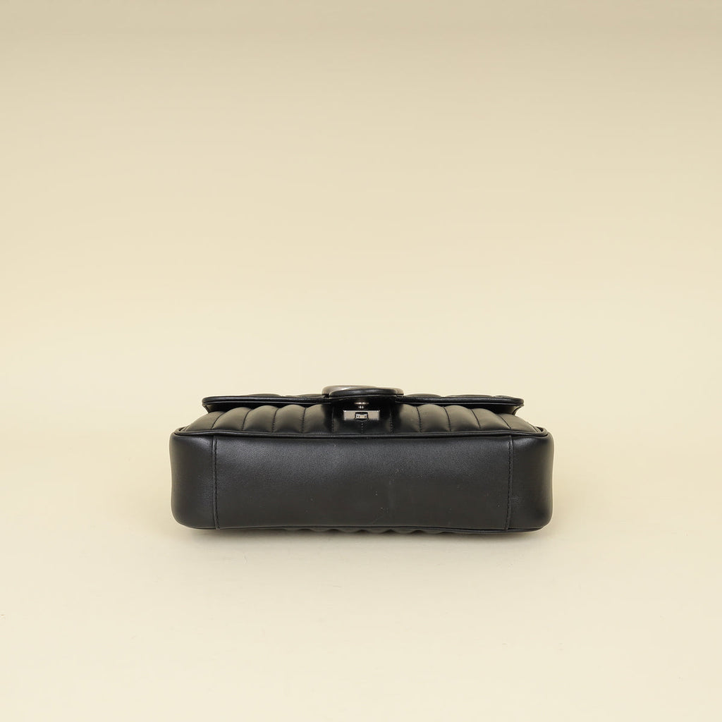 Gucci Black Mix Quilt GG Marmont Medium Shoulder Bag