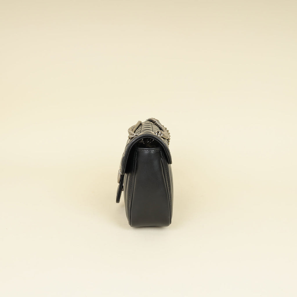 Gucci Black Mix Quilt GG Marmont Medium Shoulder Bag