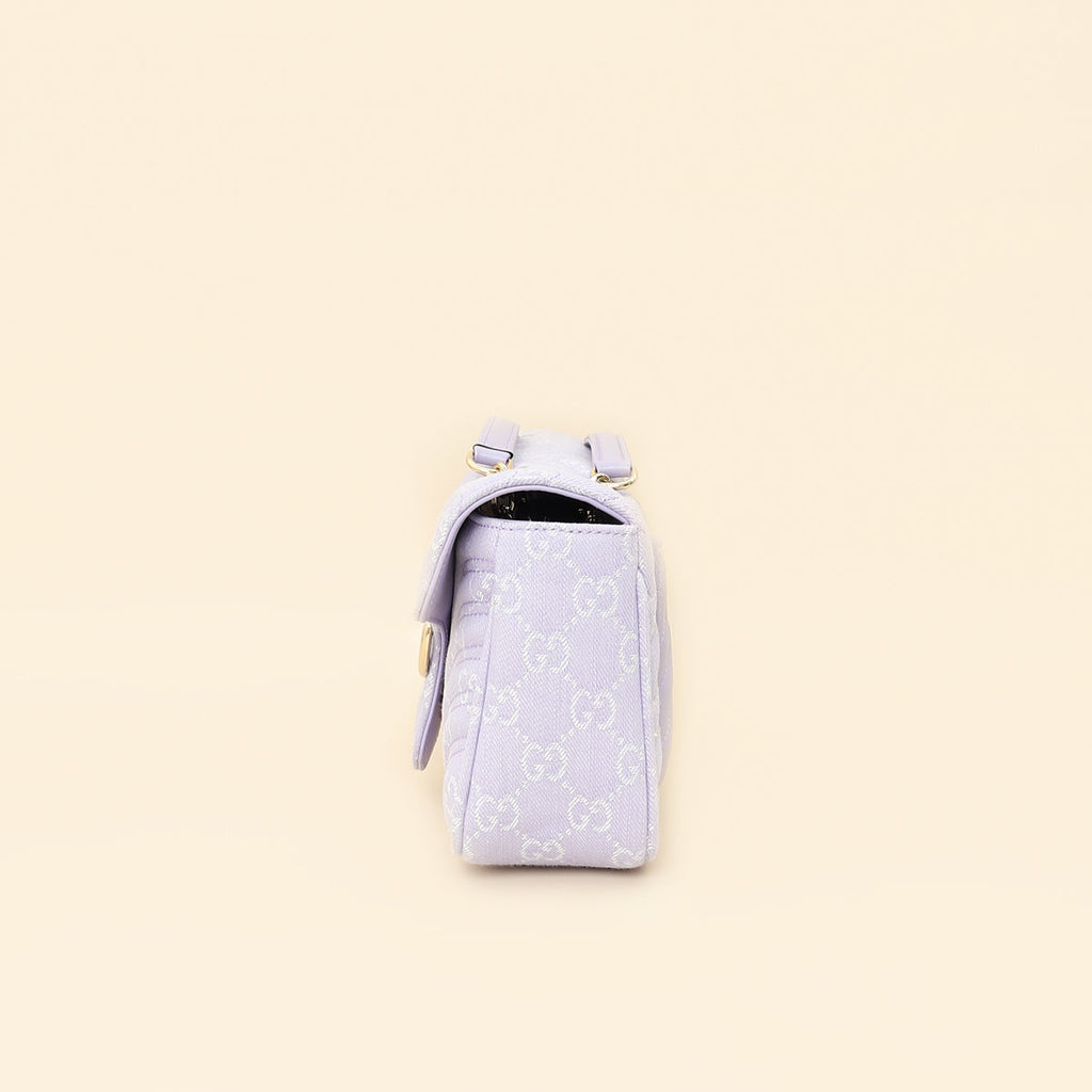 Gucci Lilac GG Denim GG Marmont Medium Shoulder Bag