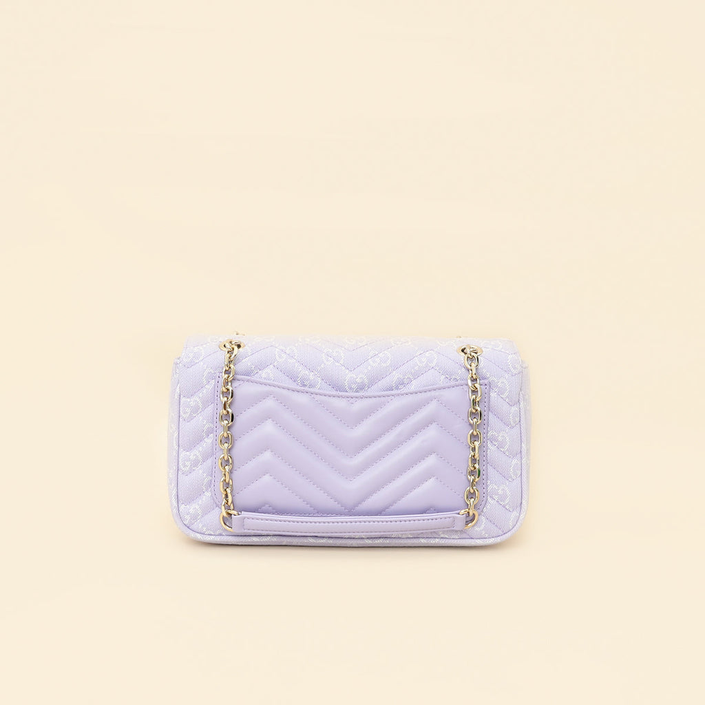 Gucci Lilac GG Denim GG Marmont Medium Shoulder Bag
