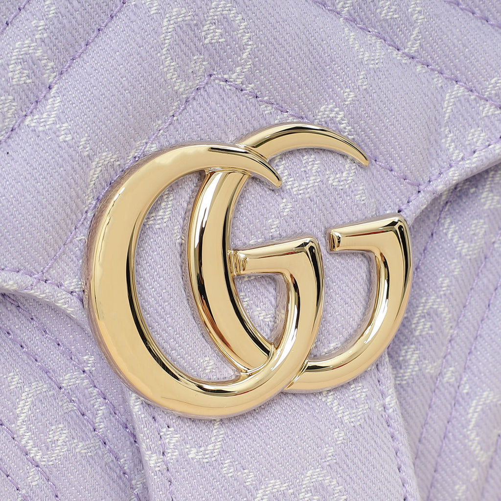 Gucci Lilac GG Denim GG Marmont Medium Shoulder Bag