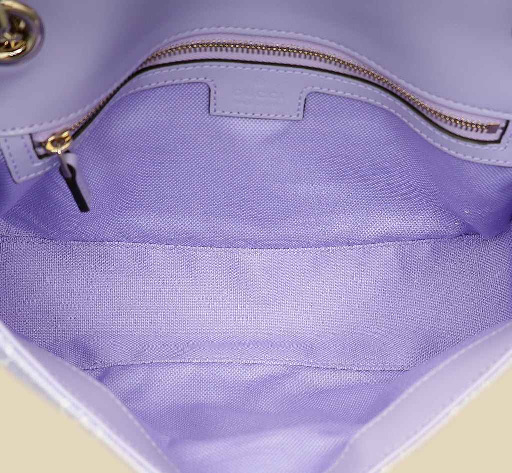 Gucci Lilac GG Denim GG Marmont Medium Shoulder Bag