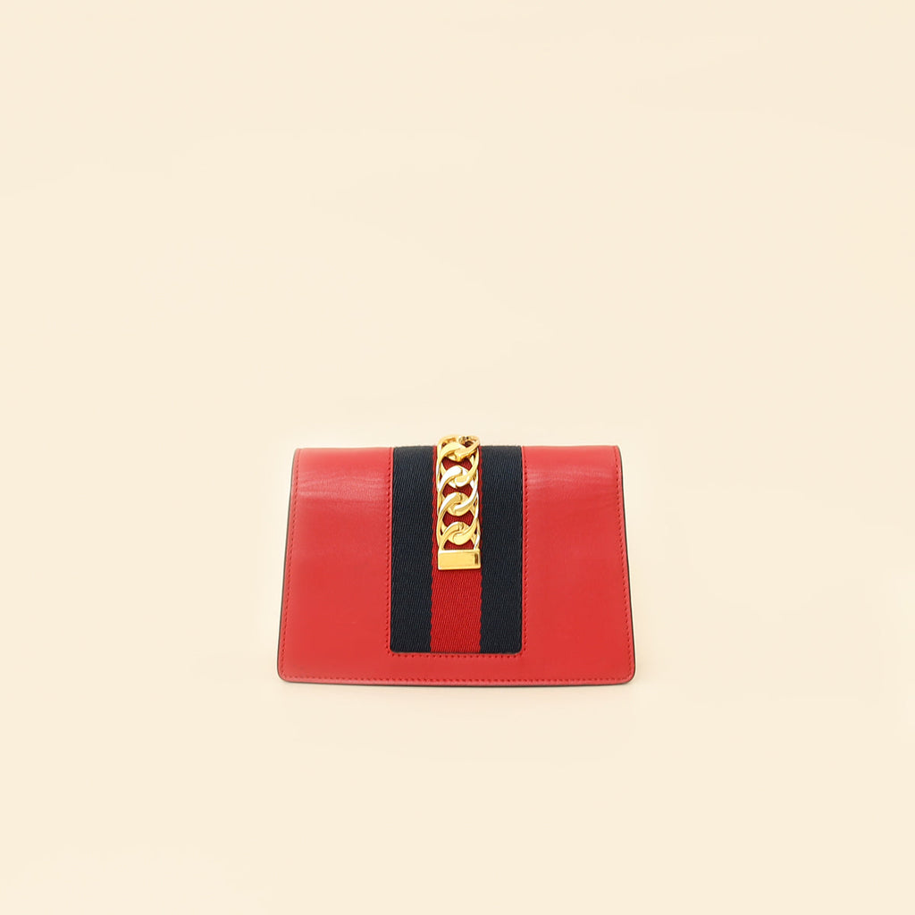 Gucci Red Super Mini Sylvie Chain Bag
