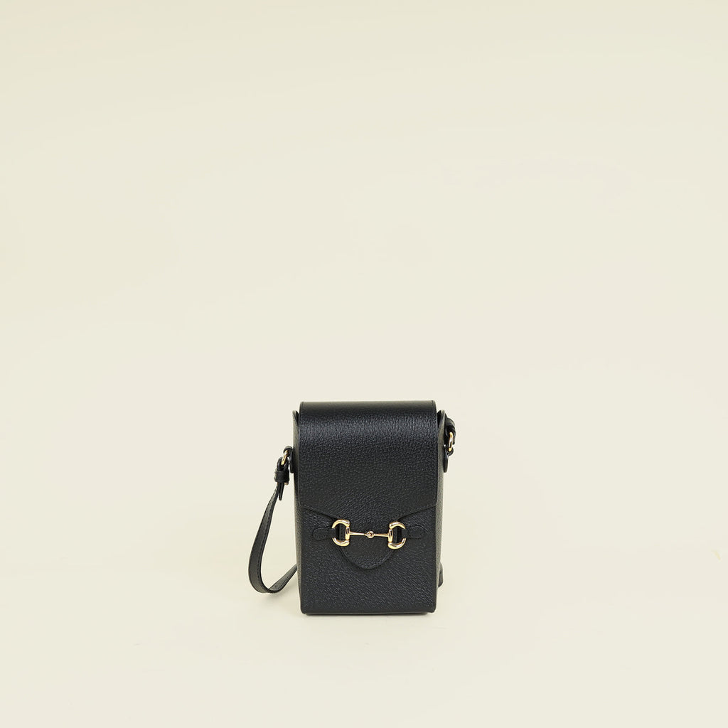 Gucci Black Vertical Horsebit 1955 Crossbody Bag