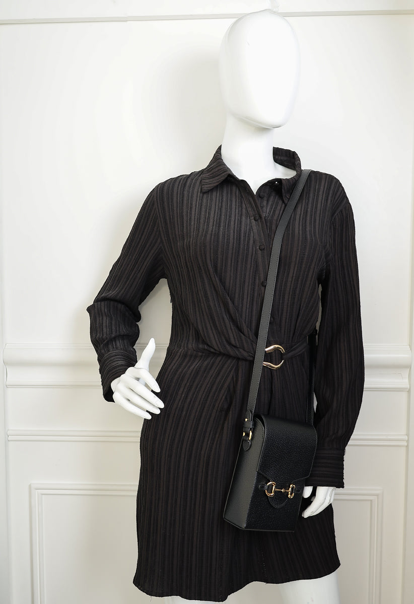 Gucci Black Vertical Horsebit 1955 Crossbody Bag