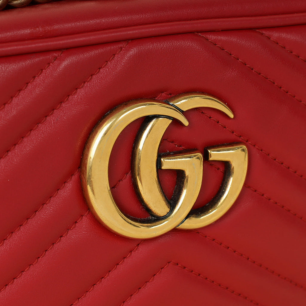 Gucci Red GG Marmont Camera Small Bag