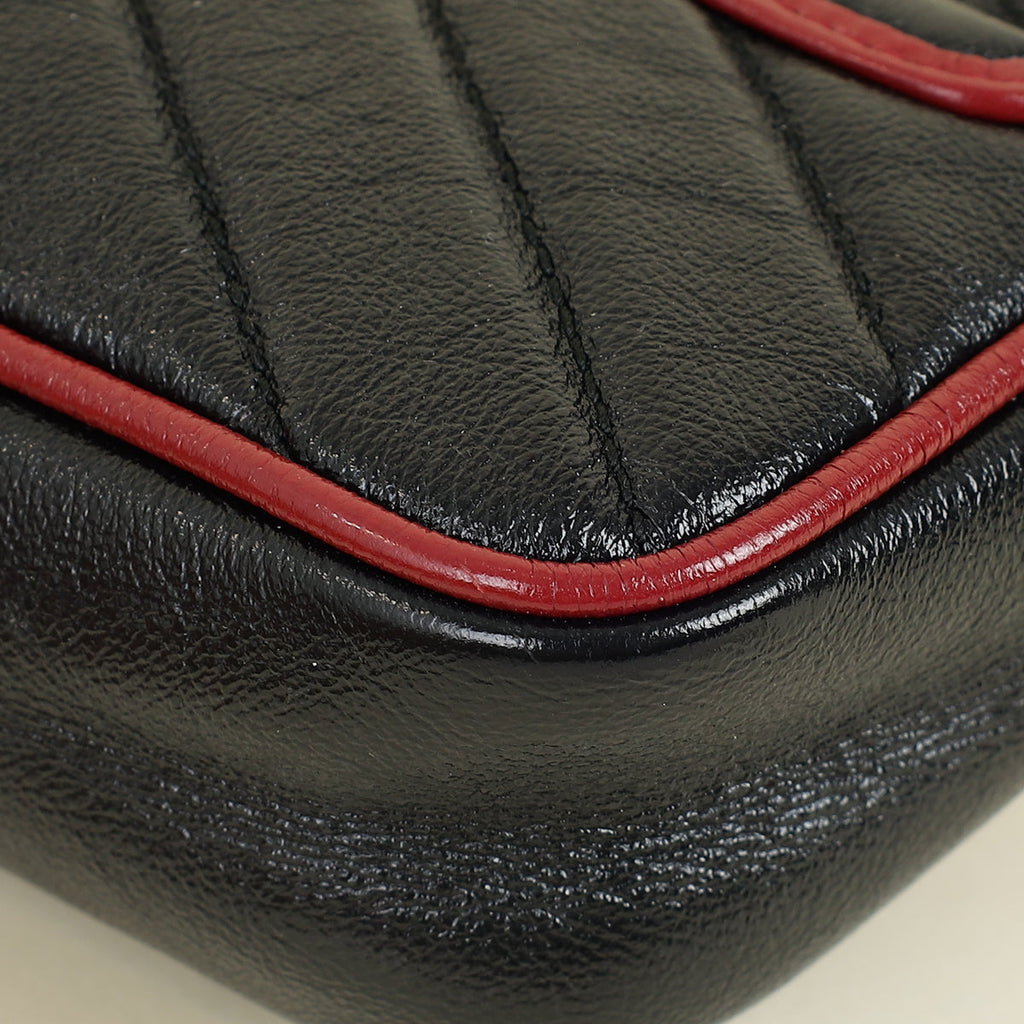 Gucci Black GG Marmont Diagonal Striped Super Mini Bag