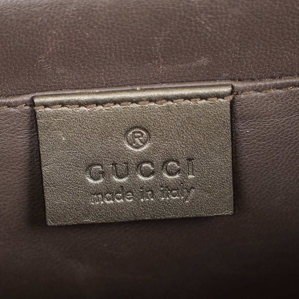 Gucci Metallic Olive Lizard Interlocking G Flap Chain Shoulder Bag