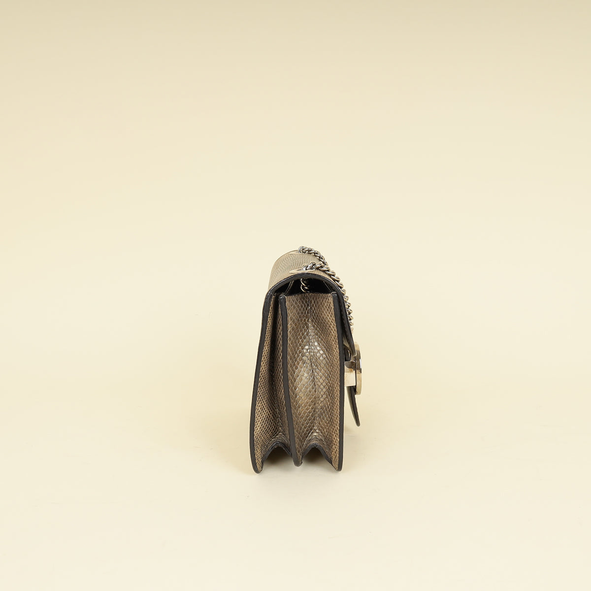Gucci Metallic Olive Lizard Interlocking G Flap Chain Shoulder Bag