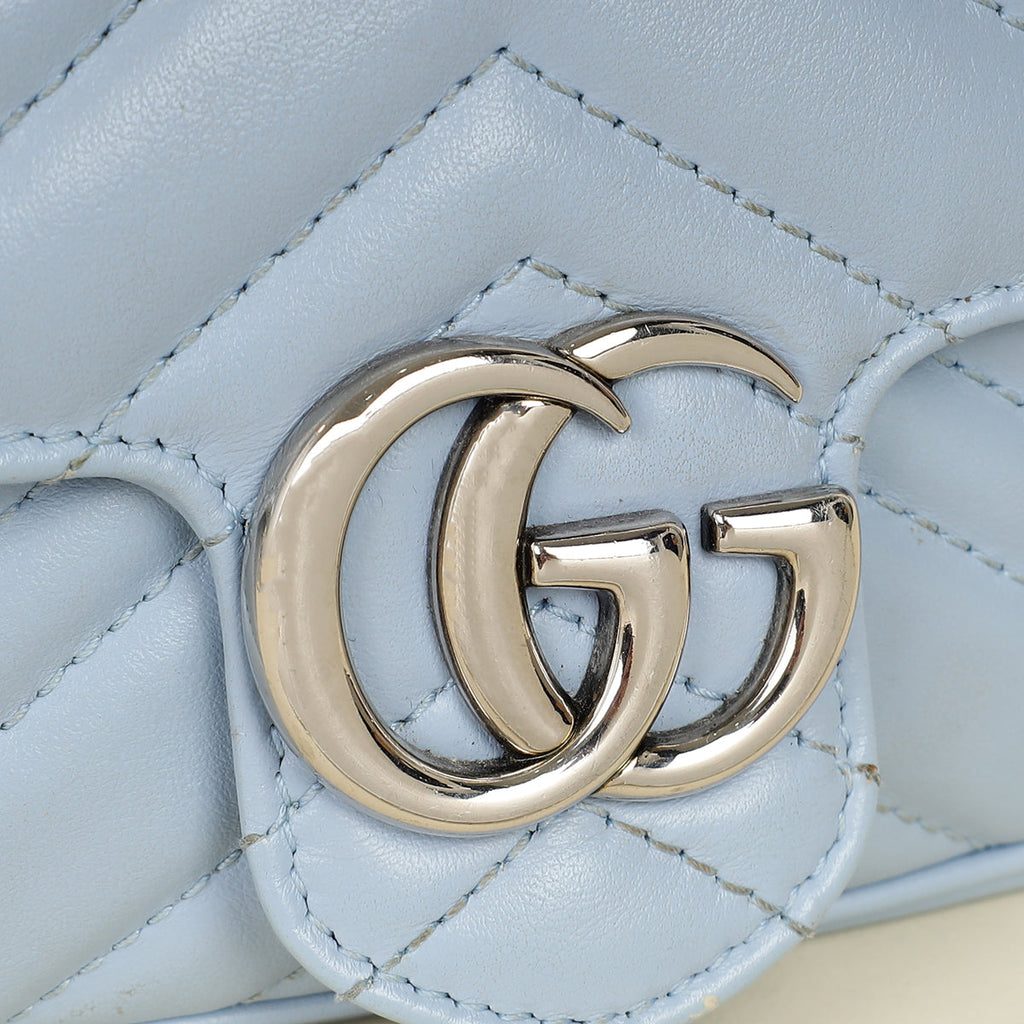 Gucci Light Blue GG Marmont Mini Chain Shoulder Bag