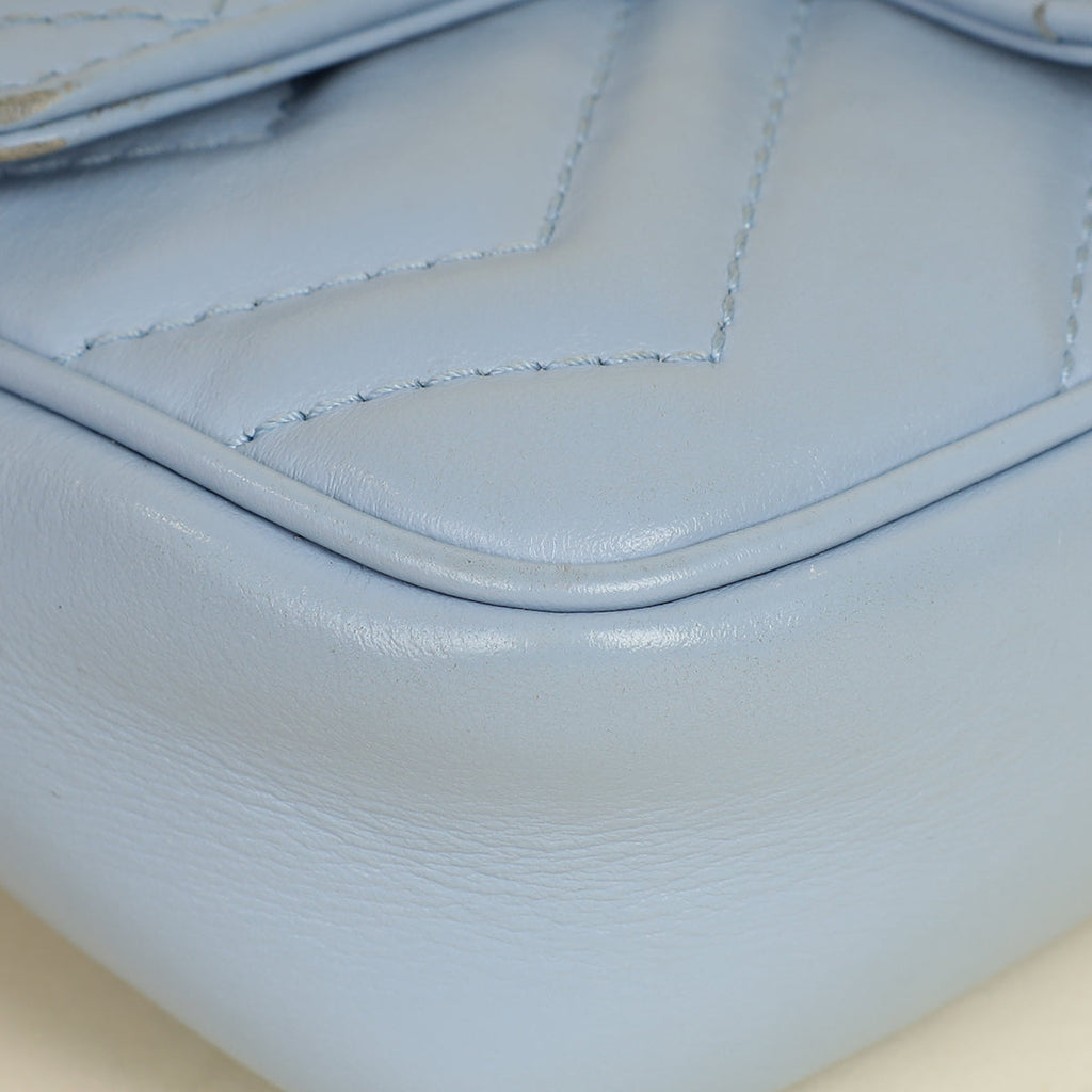 Gucci Light Blue GG Marmont Mini Chain Shoulder Bag