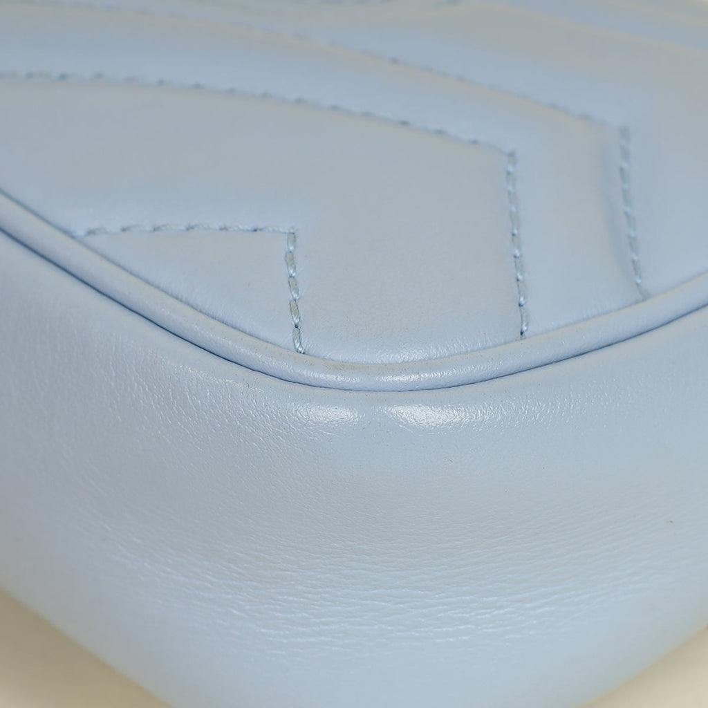 Gucci Light Blue GG Marmont Mini Chain Shoulder Bag