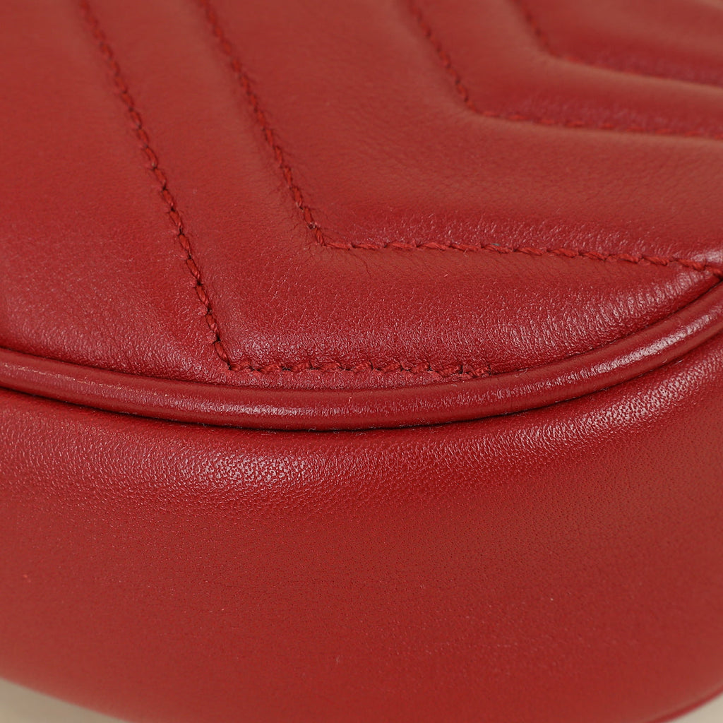 Gucci Red GG Marmont Mini Belt Bag
