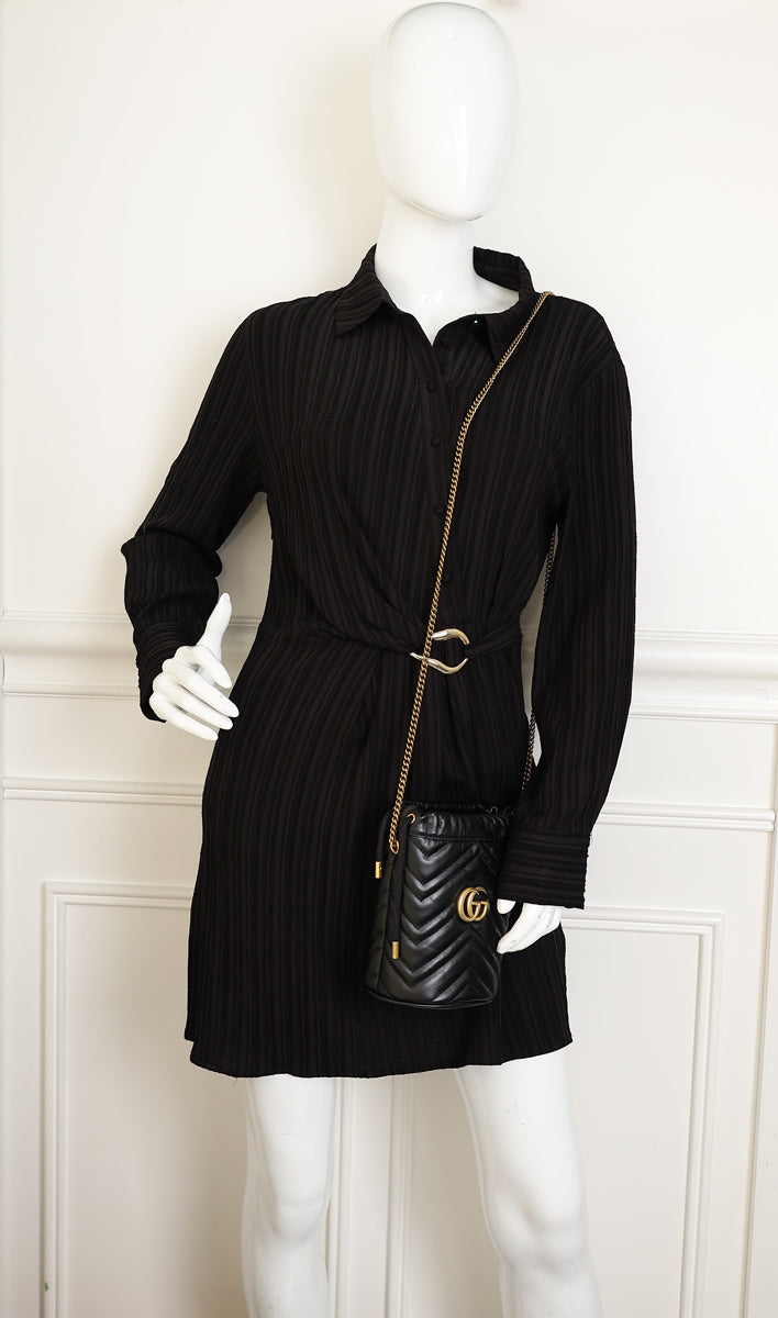 Gucci Black GG Marmont Small Bucket Bag