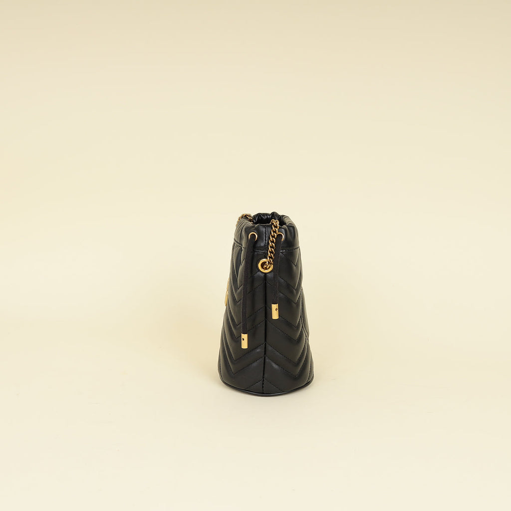 Gucci Black GG Marmont Small Bucket Bag
