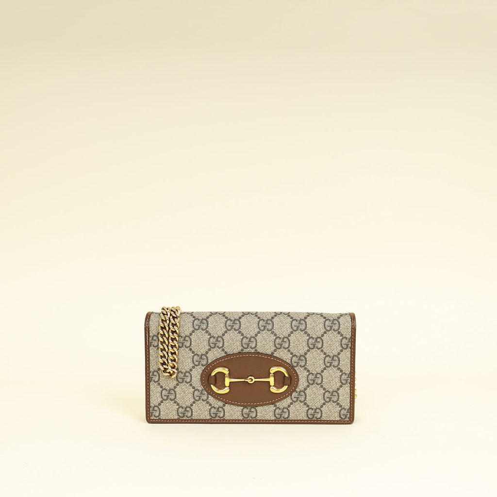 Gucci Bicolor GG Supreme Horsebit 1995 Wallet on Chain