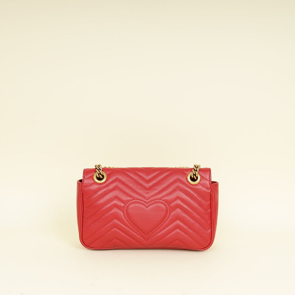 Gucci Red GG Marmont Medium Shoulder Bag
