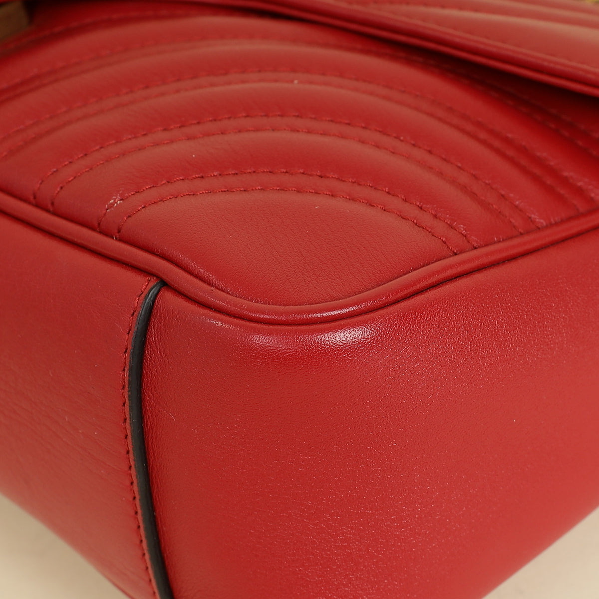 Gucci Red GG Marmont Medium Shoulder Bag