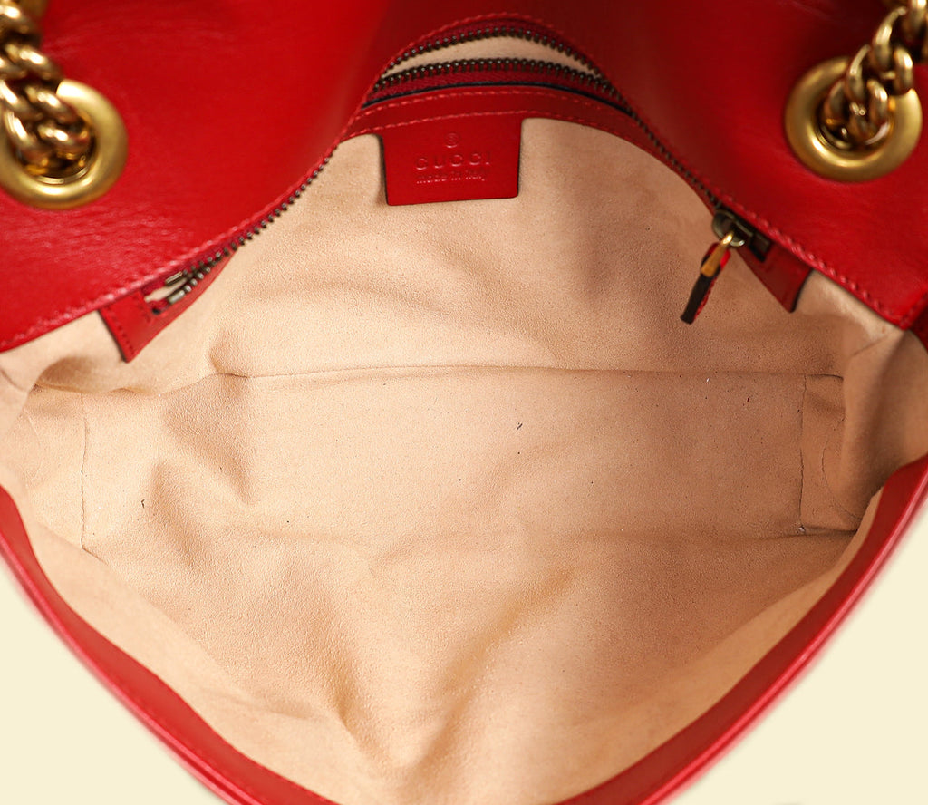 Gucci Red GG Marmont Medium Shoulder Bag