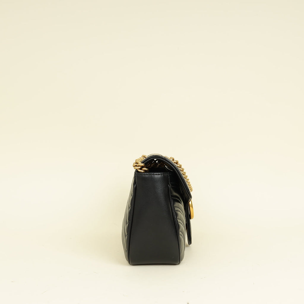 Gucci Black GG Marmont Medium Shoulder Bag