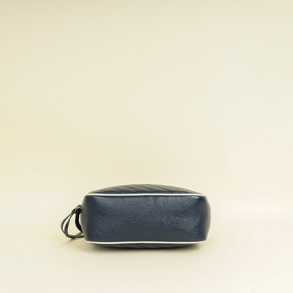 Gucci Blue GG Quilted Marmont Bamboo Top Handle Shoulder Bag