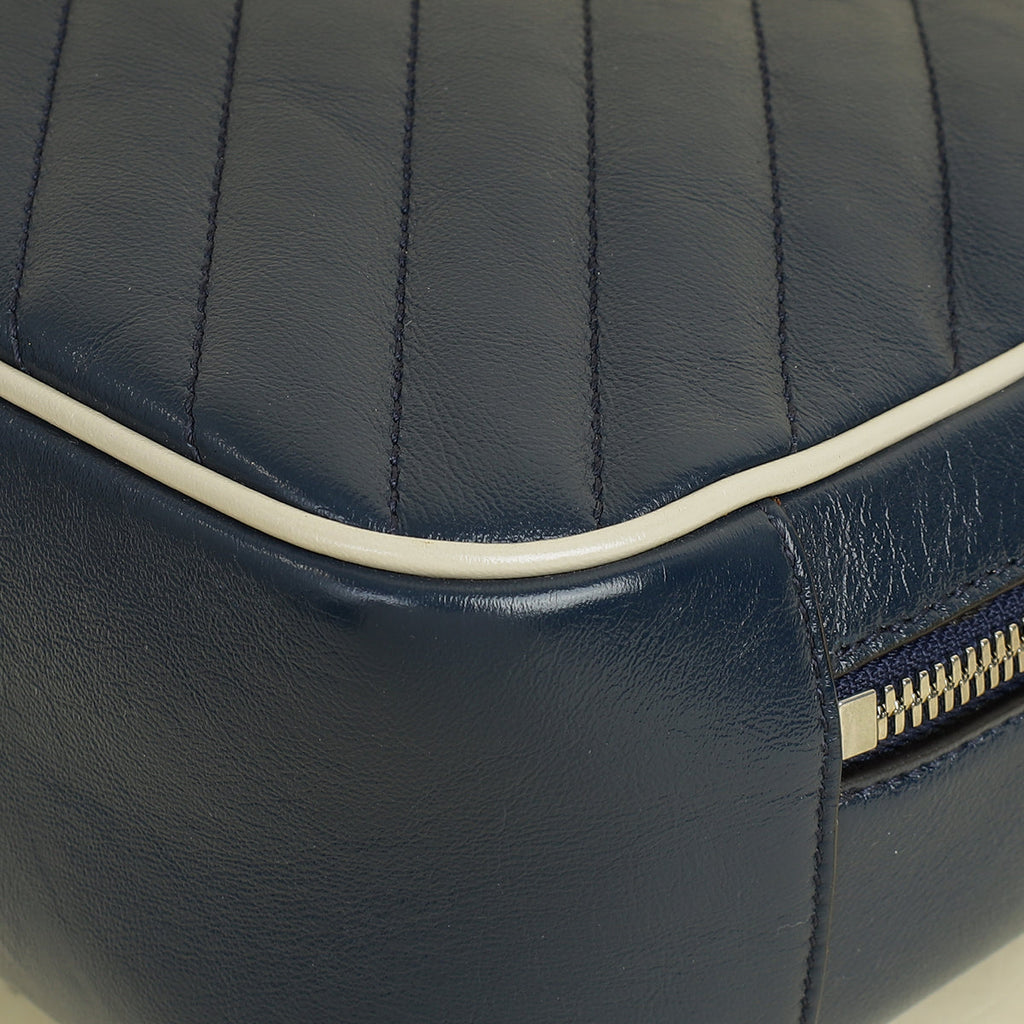 Gucci Blue GG Quilted Marmont Bamboo Top Handle Shoulder Bag