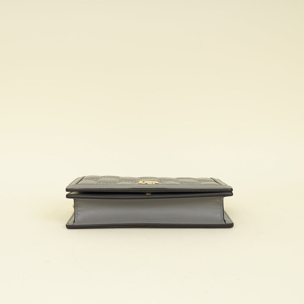 Gucci Grey GG Matelasse Chain Wallet