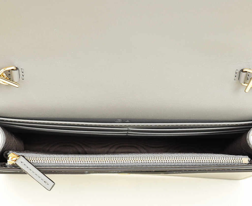 Gucci Grey GG Matelasse Chain Wallet