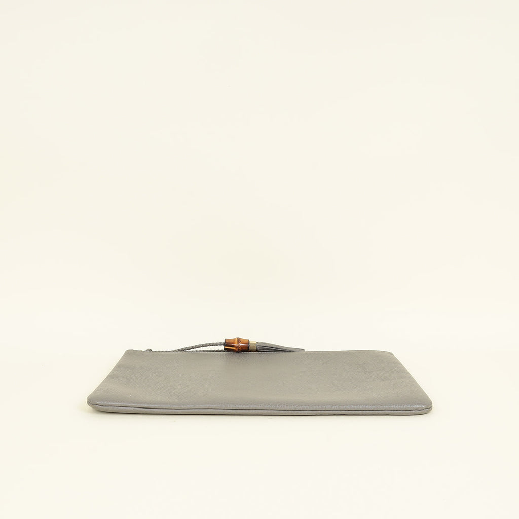 Gucci Grey Bamboo Clutch Bag