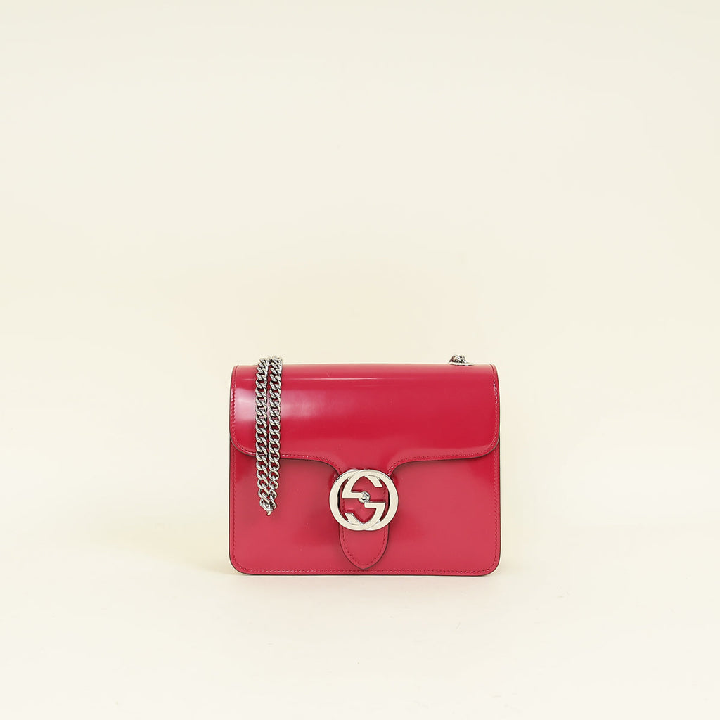 Gucci Dark Fuchsia Interlocking G Flap Chain Bag