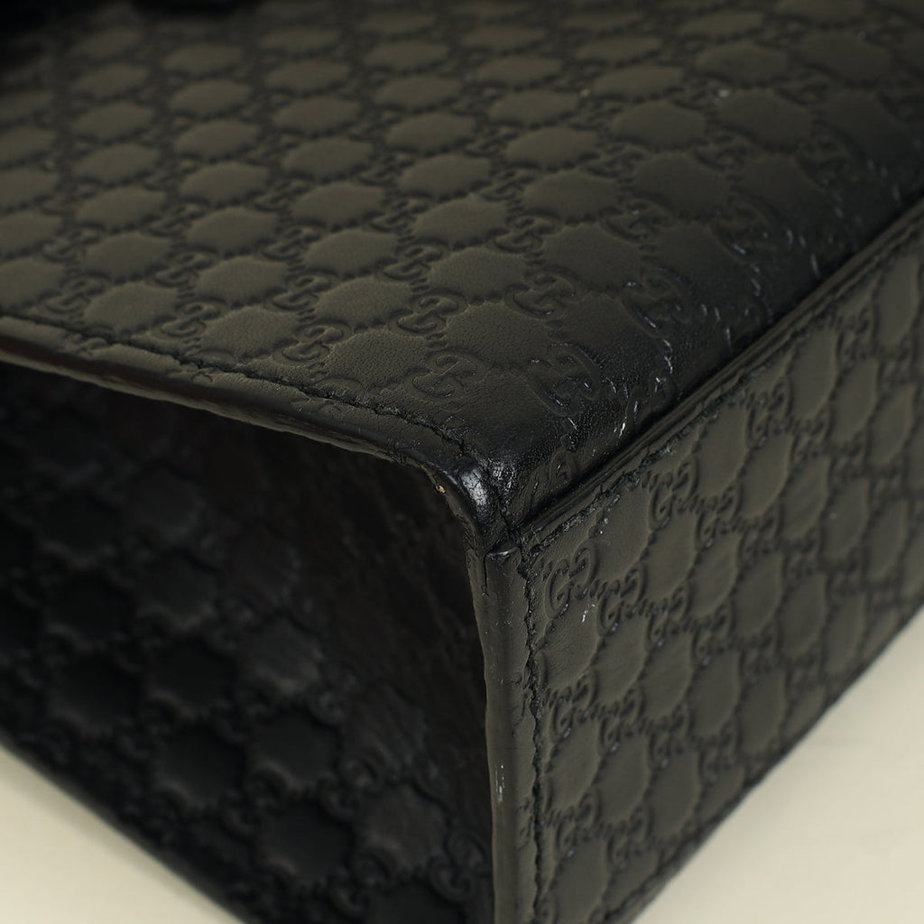 Gucci Black Microguccissima Emily Medium Shoulder Bag