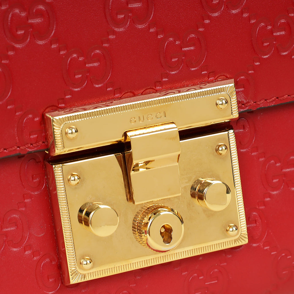 Gucci Red GG Guccissima Padlock Medium Shoulder Bag