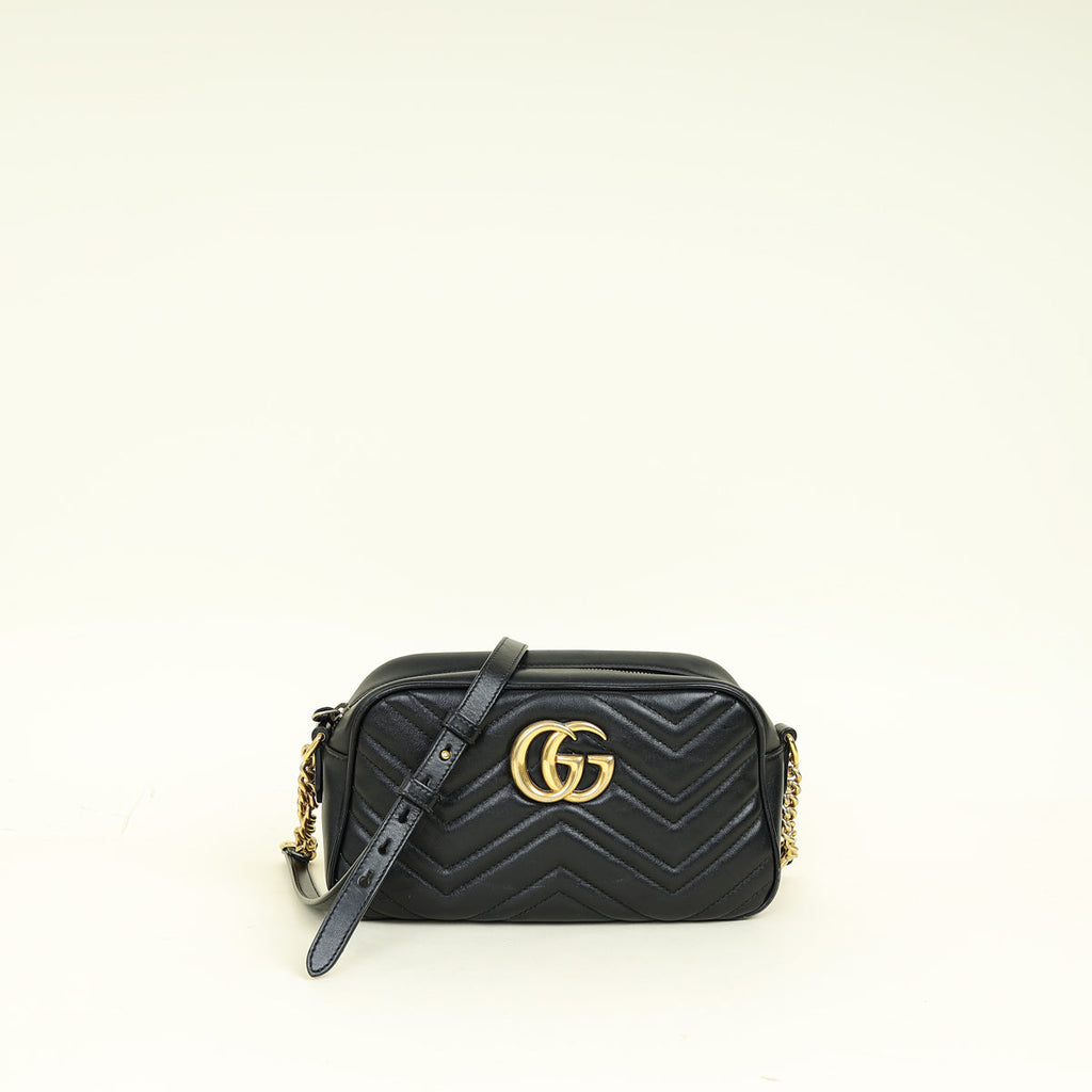 Gucci Black GG Marmont Small Camera Bag