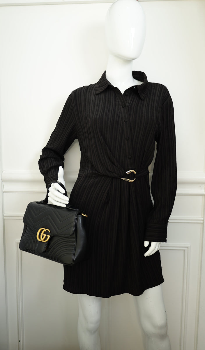 Gucci Black GG Marmont Top Handle Small Bag