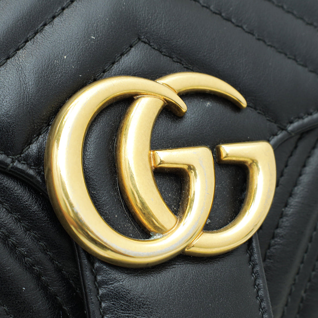 Gucci Black GG Marmont Matelasse Small Shoulder Bag