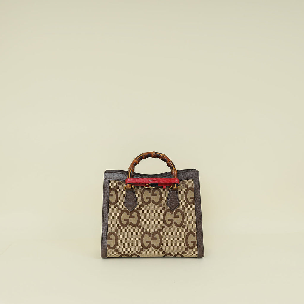 Gucci Tricolor Jumbo GG Diana Small Tote Bag