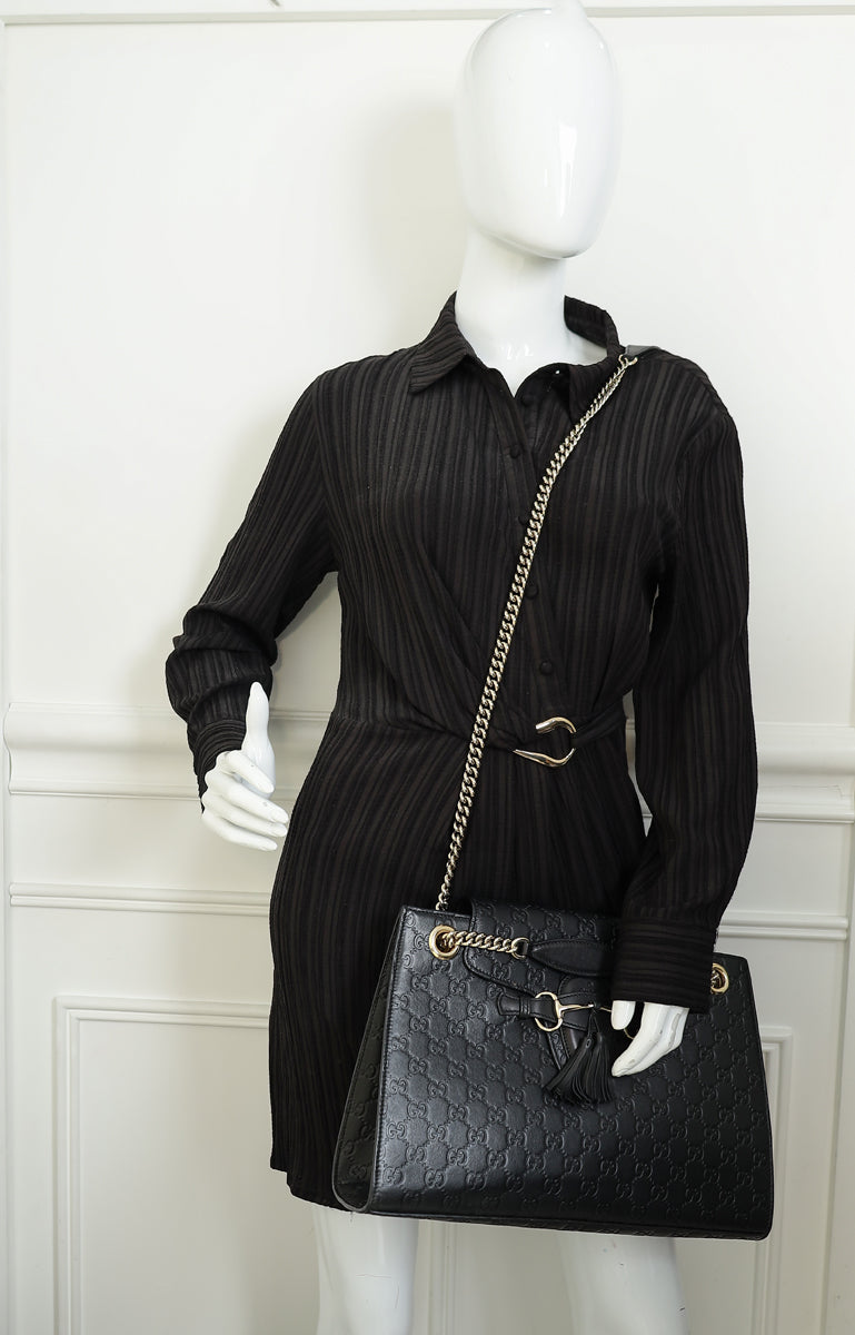 Gucci Black Guccissima Large Emily Bag