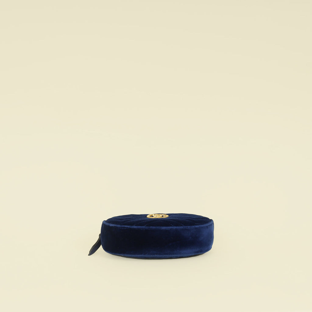 Gucci Navy Blue GG Marmont Velvet Belt Bag