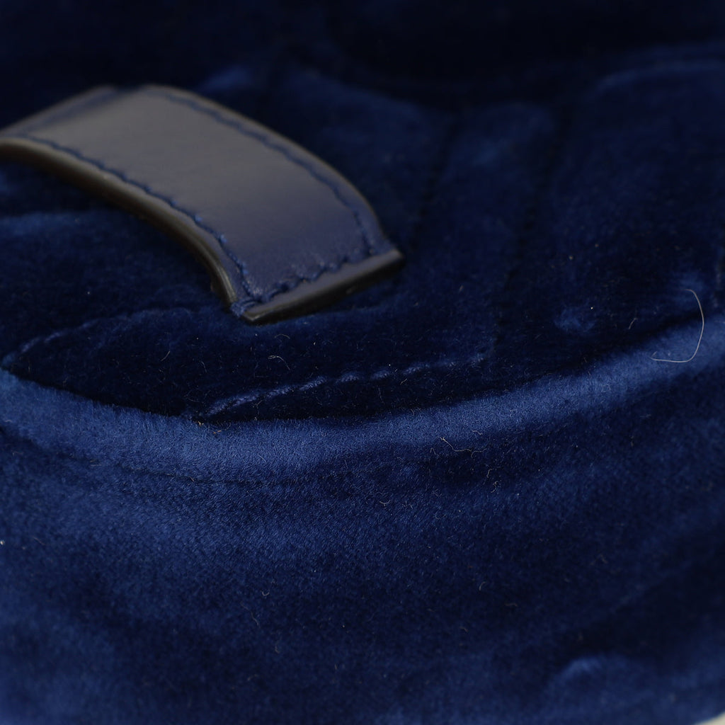 Gucci Navy Blue GG Marmont Velvet Belt Bag