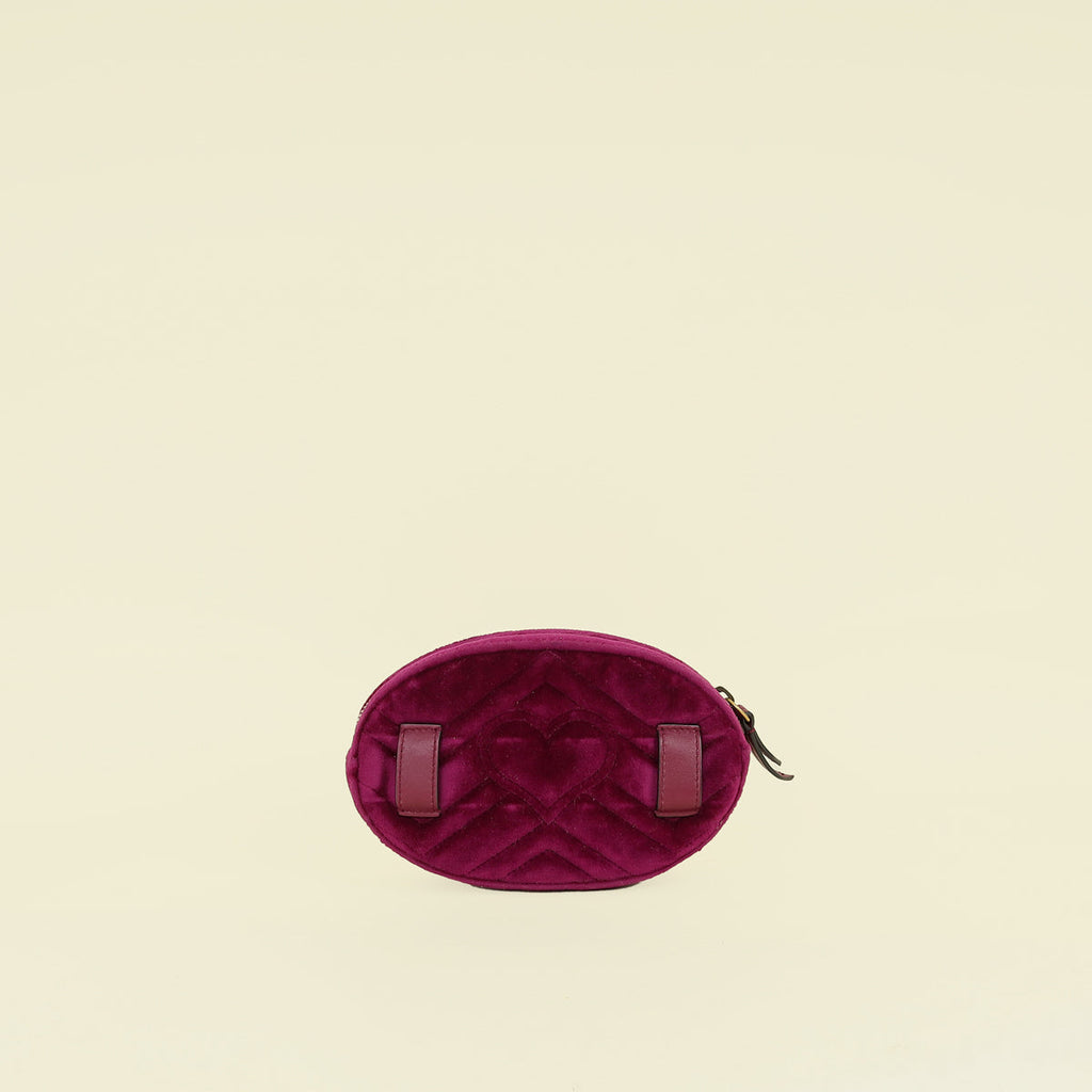 Gucci Violet Velvet GG Marmont Mini Belt Bag