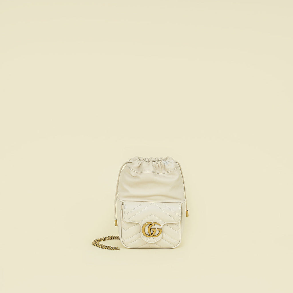 Gucci Ivory GG Marmont Mini Bucket Bag